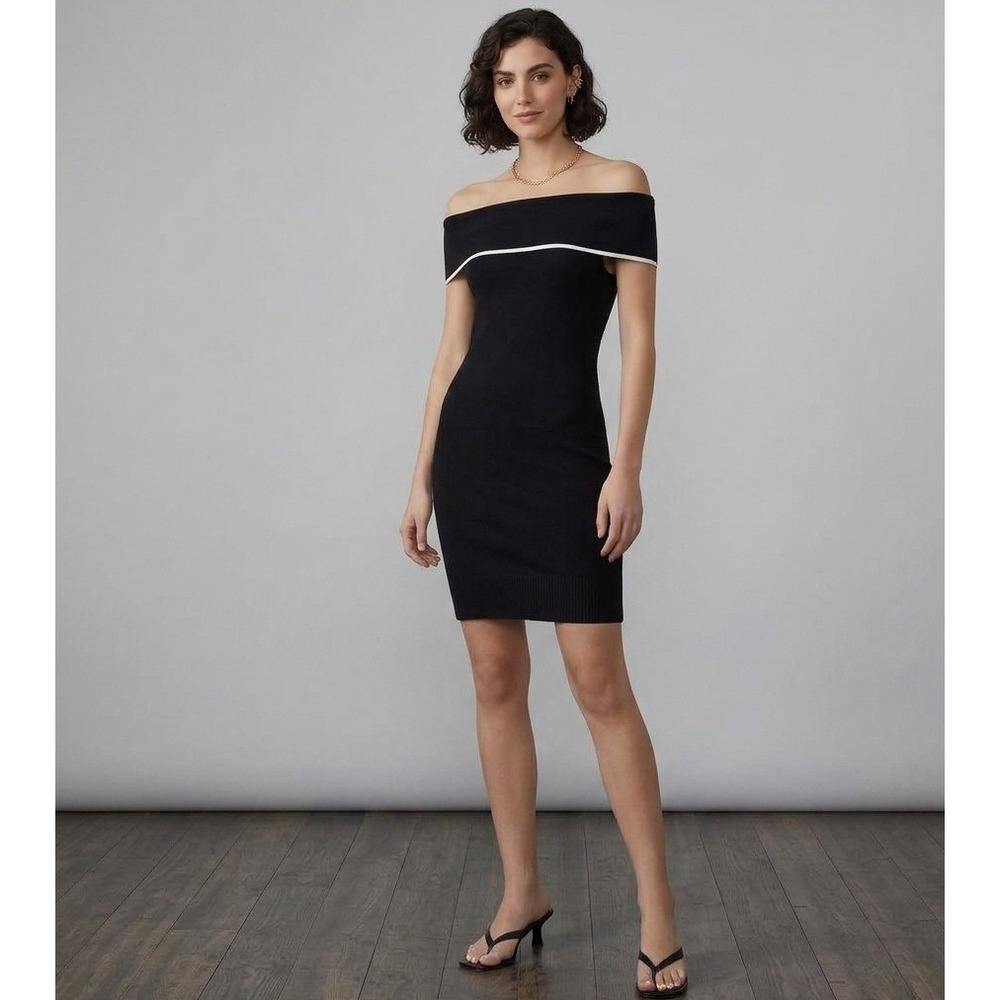 Aritzia Wilfred Free Maraschi Dress Black Oak Piping Strapless Midi XXS NWT